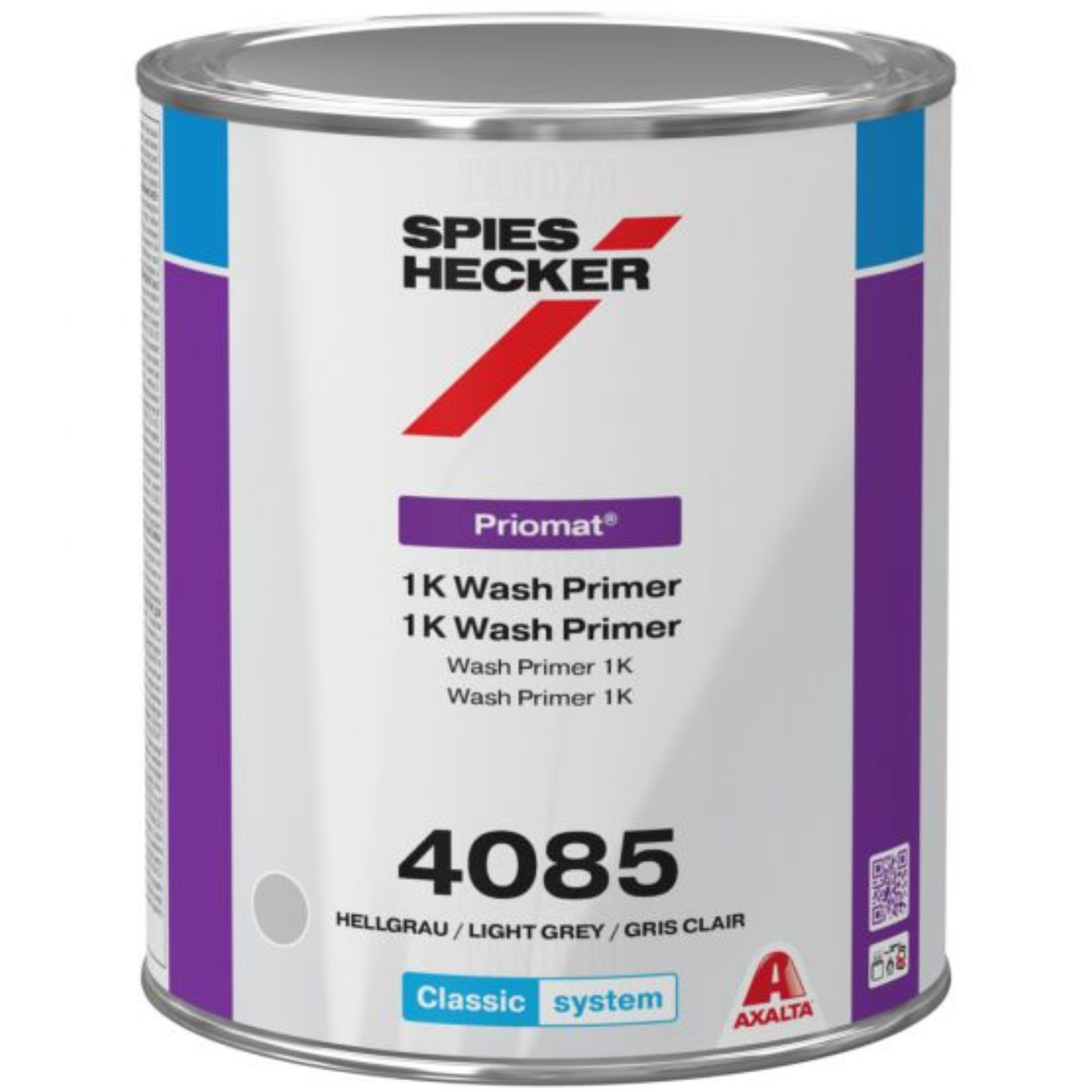 Ґрунт протравлюючий кислотний Spies Hecker Priomat 4085 1K Wash Primer, 1 л Світло-сірий