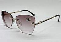 Тонированные женские очки для зрения безоправные легкая тонировка фиолет линзы с градиентом -1.5