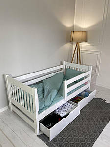 Ліжко дитяче Taddy з шухлядами (бук)(фарбоване) (біле) 80*160