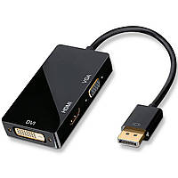 Адаптер / розгалужувач з DisplayPort на HDMI/VGA/DVI порти Addap DPA-01Mix | Перехідник 3в1 для передачі відеосигналу, FullHD