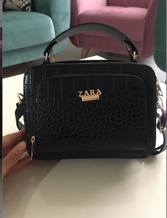 Женская Сумка Кросс-боди, в Стиле ZARA, Черная, Эко-кожа, Два Отделения ...