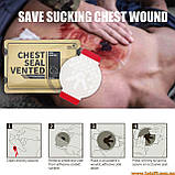 Оклюзійна пов'язка з клапаном Rhino Rescue Hyfin Chest Seal Vented вентильована торакальная оклюзивна наклейка наліпка, фото 7