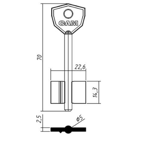 Заготовка ключа САМ 2 JMA, фото 1