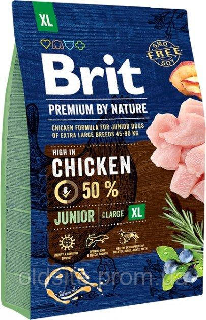 Корм Brit Premium Dog Junior XL сухий з куркою для цуценят та молодих собак гігантських порід 3 кг