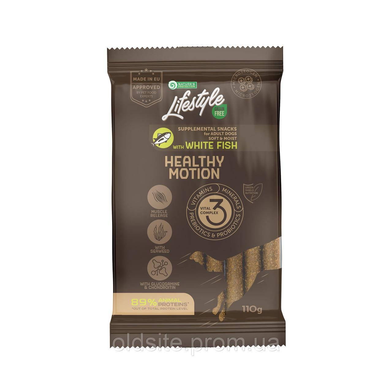 Ласощі Nature's Protection Lifestyle Grain Free White fish Healthy Motion беззернові з білою рибою для активних дорослих собак
