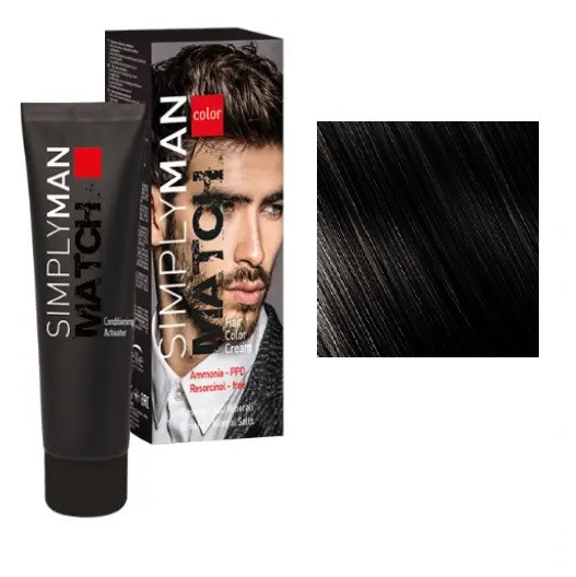 Фарба для волосся Nouvelle Simply Man Hair Color Cream 40+40 мл. 1 Чорний