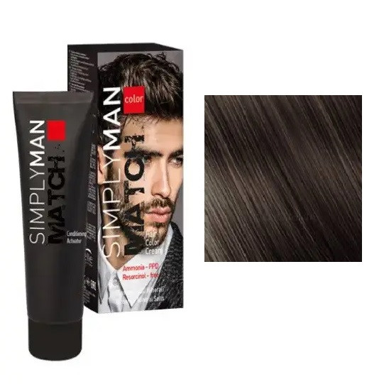 Фарба для волосся Nouvelle Simply Man Hair Color Cream 40+40 мл. 4.1 Каштаново-попелястий