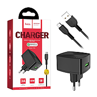 СЗУ Hoco C70A Cutting Edge QC3.0 18w Charger (3A) + кабель microUSB