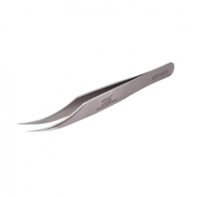 Пінцет прямий вигнутий MJP-16-11, VETUS, металевий