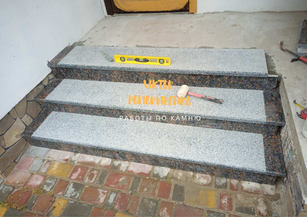Гранитная лестница, ступени из гранита Покостовский и Малофедоровский, укладка гранита, крыльцо из гранита - фото 3 - id-p1679028495