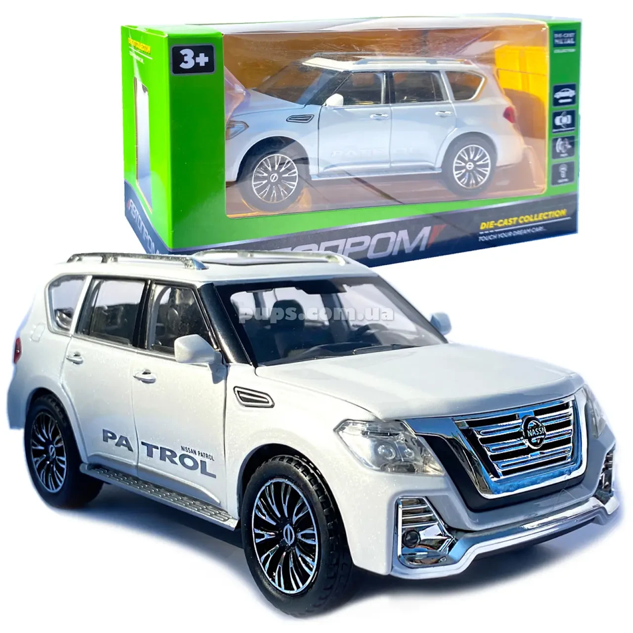 Игрушечная машинка металлическая «Автопром» Nissan Patrol (Ниссан), батар., свет, звук, откр.двери