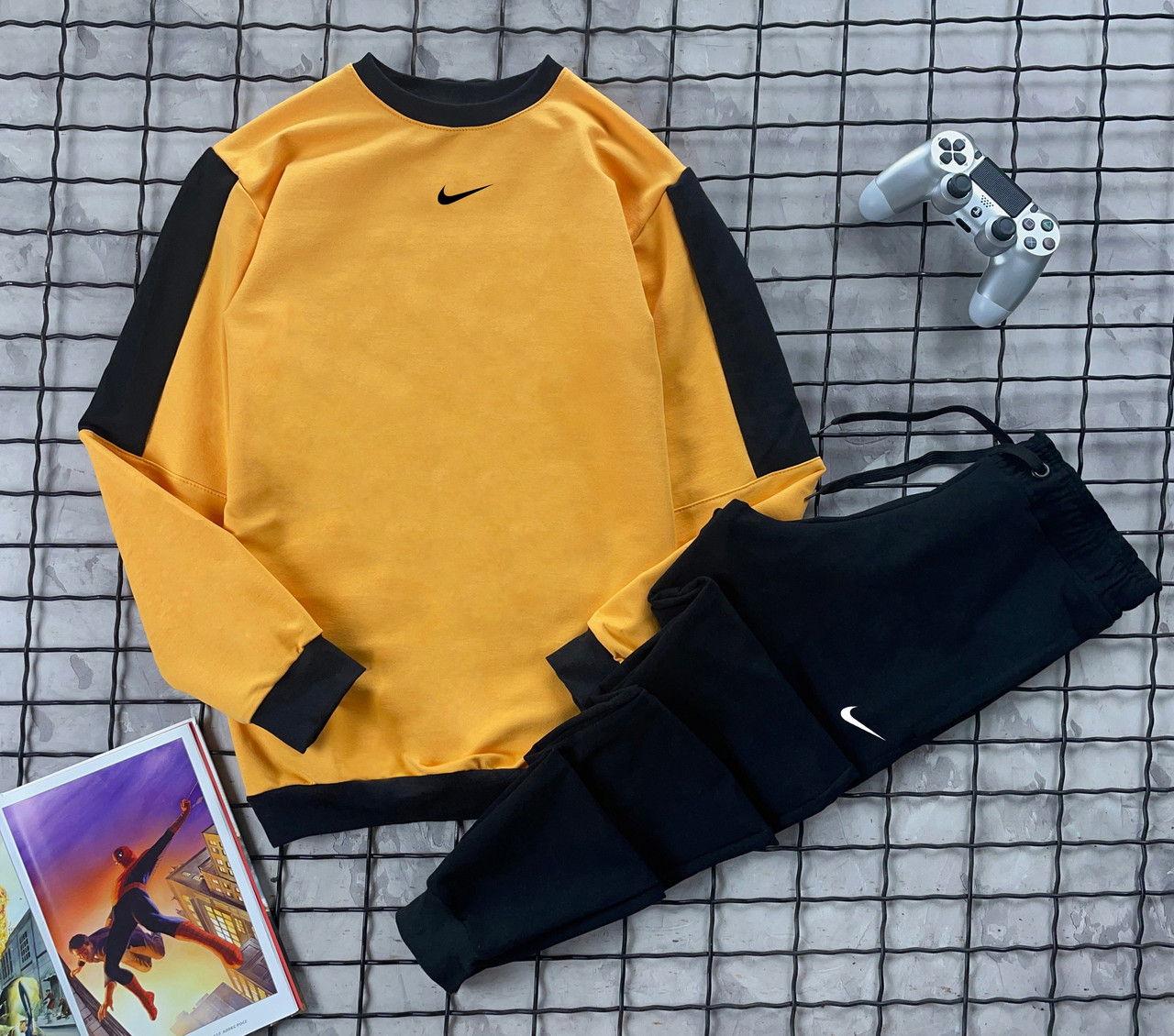 Cпортивний костюм Nike чоловіча осінь весна жовтий-чорний комплект осінній весняний найк, фото 1