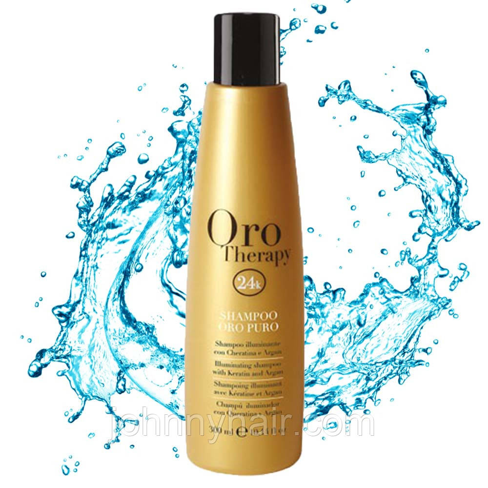 Шампунь зволожуючий з мікрочастинками золота Fanola Oro Therapy 300 мл, фото 1