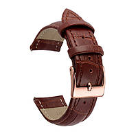 Ремінець шкіряний для годинника 22 мм коричневий, пряжка - золотиста, фото 2