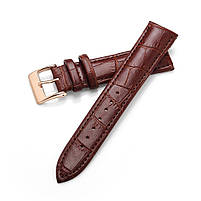 Ремінець шкіряний для годинника 22 мм коричневий, пряжка - золотиста, фото 4