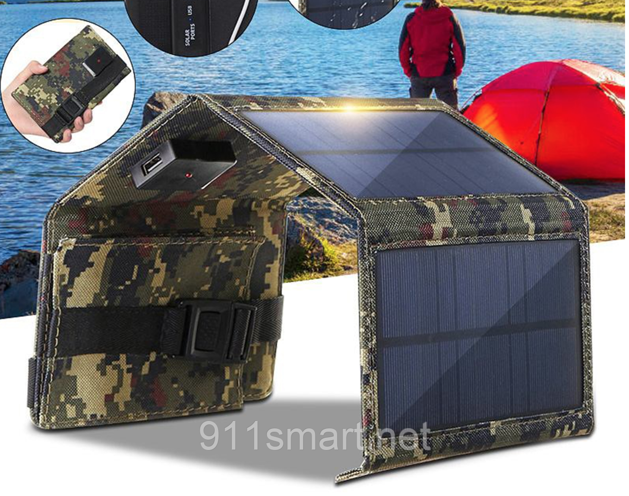 Мобільна міні сонячна панель (батарея) 15 Вт
