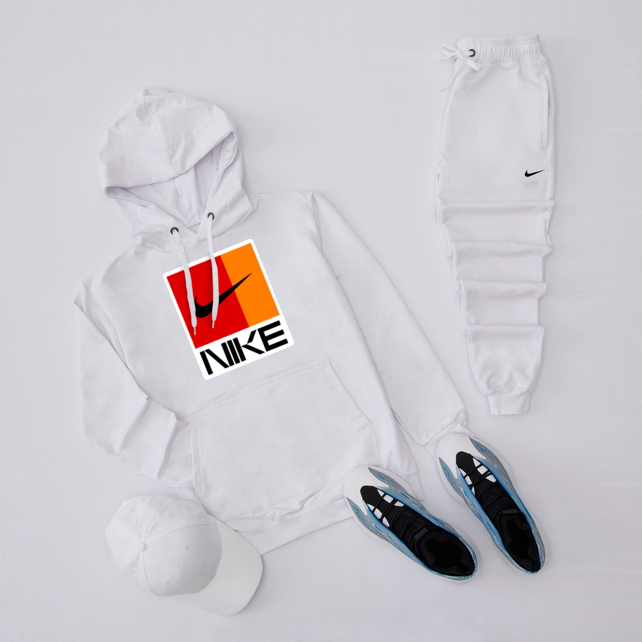 Cпортивний костюм Nike чоловічий осінній весняний білий комплект найк демісезонний кофта штани, фото 1