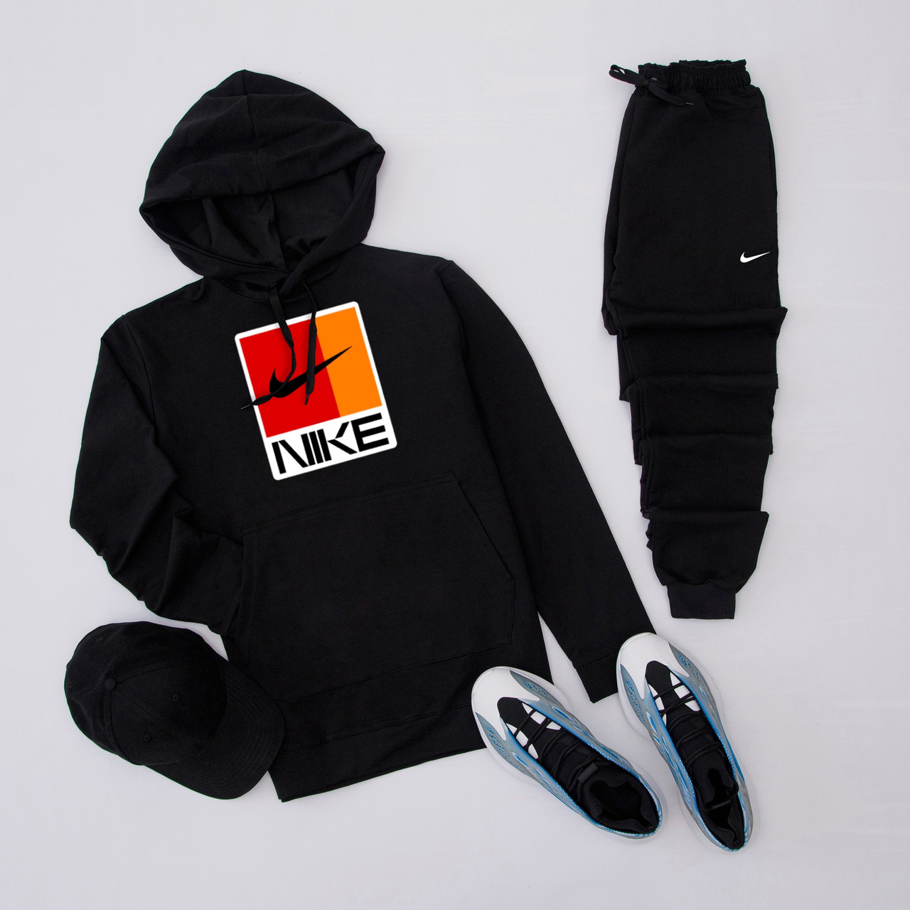 Cпортивний костюм Nike чоловічий осінній весняний чорний комплект найк демісезонний кофта штани, фото 1