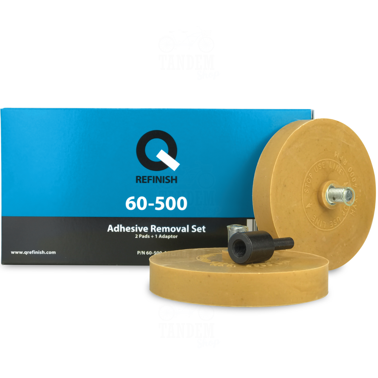 Комплект для зняття клею та слідів від клейкої стрічки Q-Refinish 60-500, 2 диски + адаптер Комплект