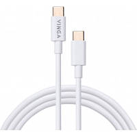 Дата кабель USB Type-C to Type-C 1.0m 45W PVC Vinga (VCPCTC45W), довжина - 1 м, Колір - білий