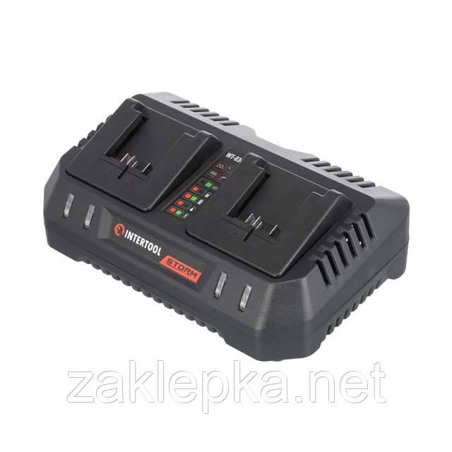 Пристрій зарядний для акумуляторів Li-ion 20 В струм заряду 4.0+4.0 А, INTERTOOL WT-0346