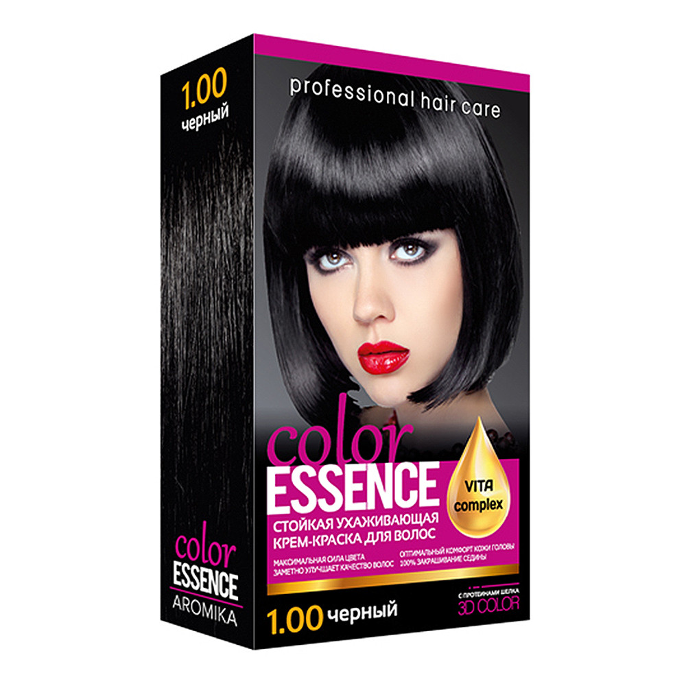 Крем-краска для волосся стійка, тон Чорний 1.0 Color Essence