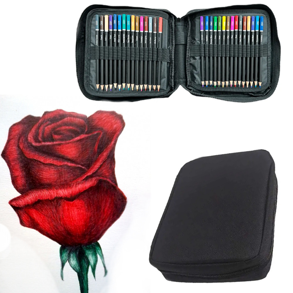 М'які олівці ARTLION 120 предметів у чохлі великий набір кольорових професійних олівців для малювання, фото 1