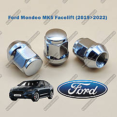 Гайка колісна Ford Mondeo MK5 М12х1,5 ключ 19мм, висота 30мм, хром. Колісна гайка Форд Мондео МК5 суцільна