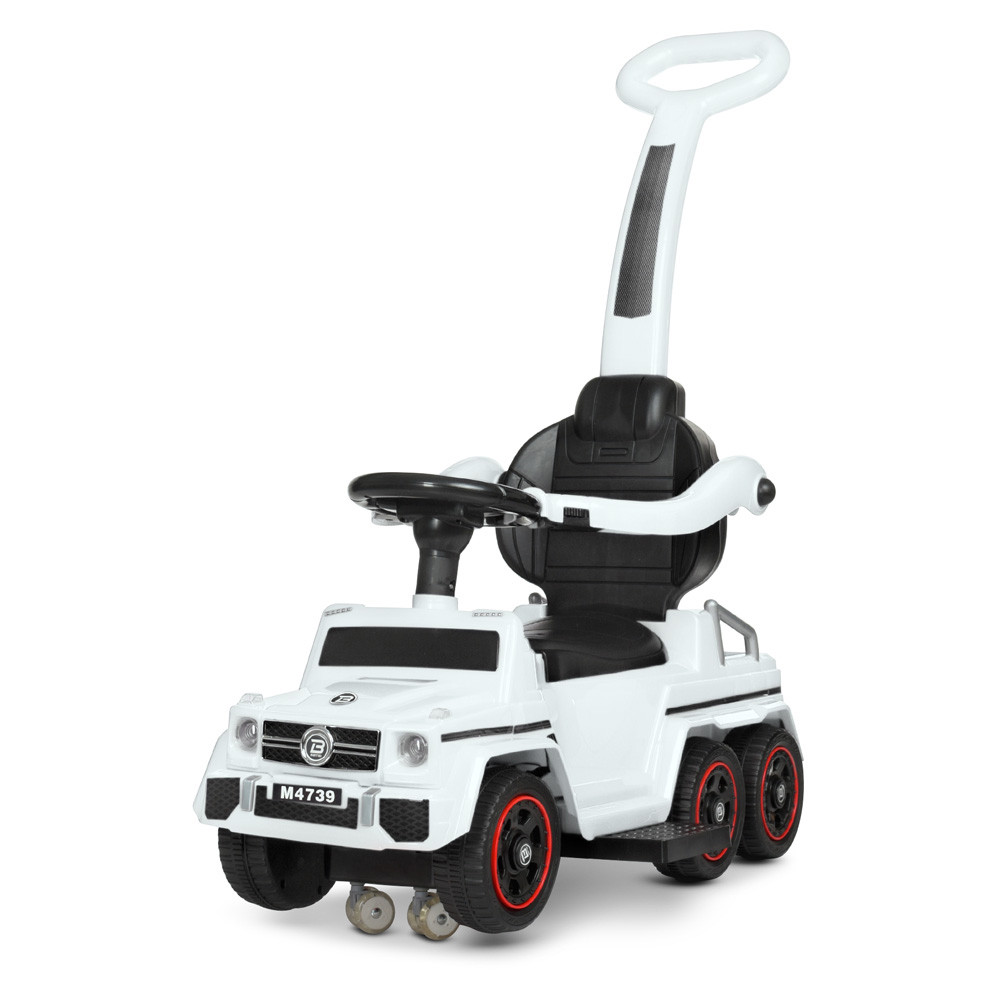 Каталка Толокар Bambi Racer M 4739-1 Mercedes Білий з батьківською ручкою та захисним бортиком, фото 1