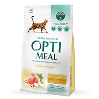 Сухой корм Optimeal Adult Cat Chicken для взрослых котов с курицей 700 г