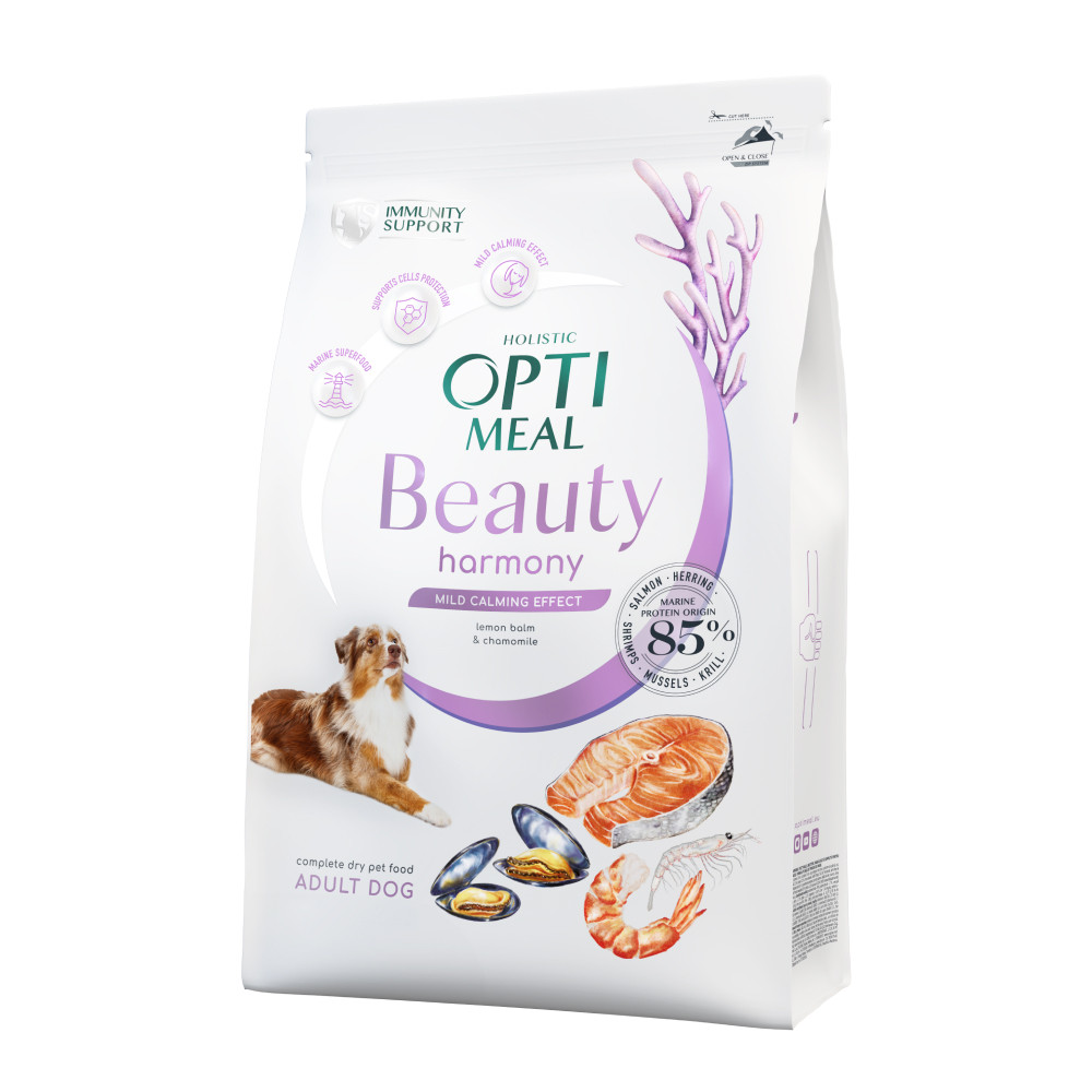Optimeal Beauty Harmony Mild Calming Effect Сухий корм з морепродуктами для дорослих собак усіх порід, 4 кг, фото 1
