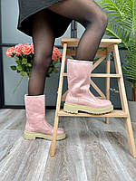 Suede Boots Short Pink