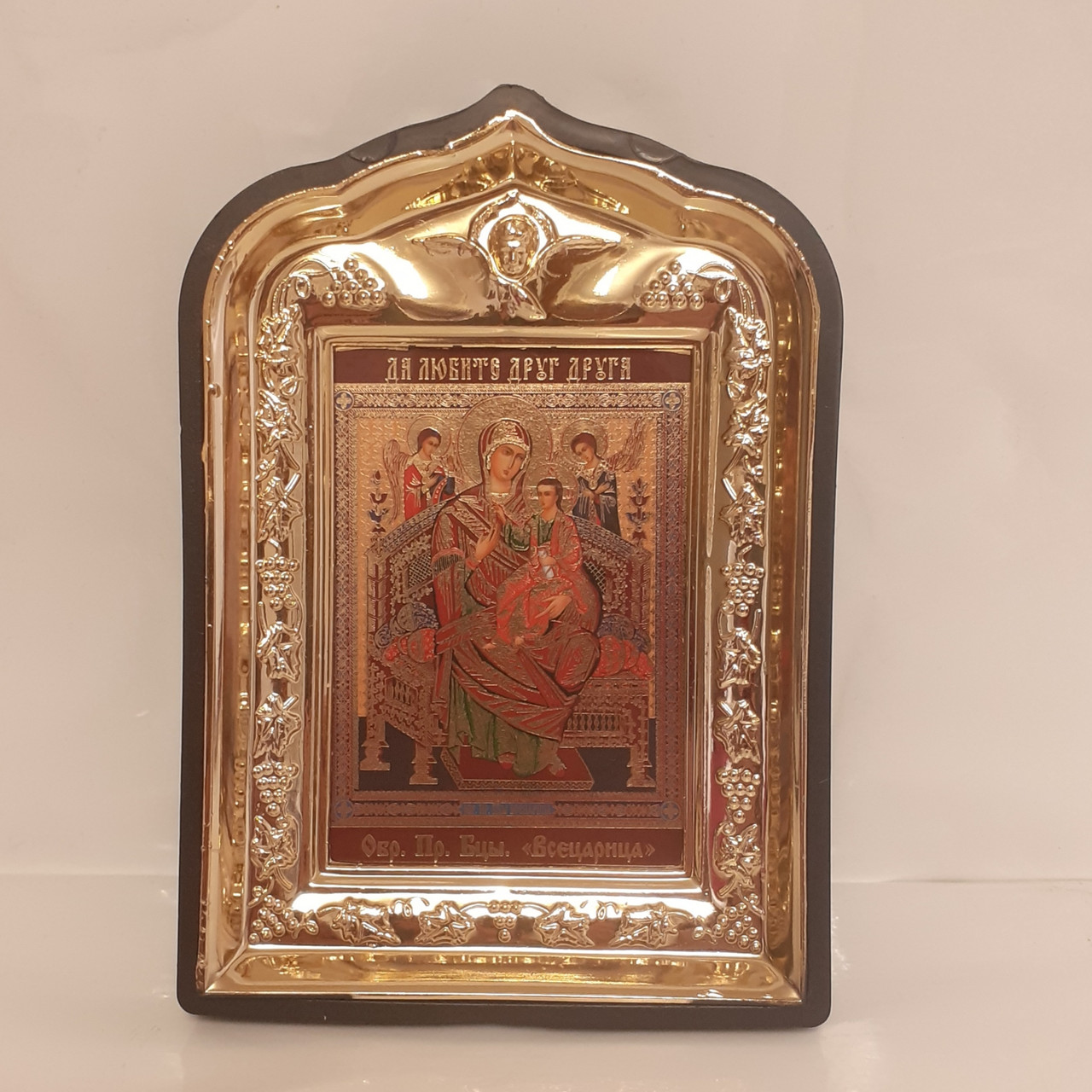 Ікона "Всецариця" Пресвята Богородиця, лик 6х9, у пластиковій чорній рамці