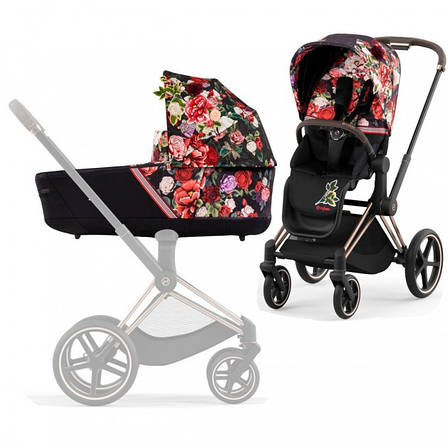 Коляска Cybex Priam 4.0 2 в 1 Spring Blossom Dark шасси Rose Gold 2022 р,, фото 1