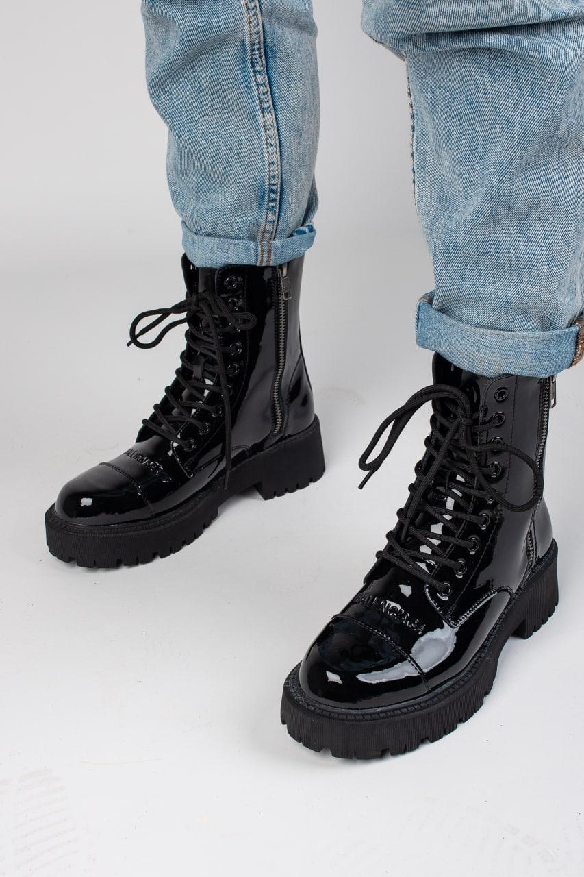 Balenciaga Boots Tractor Black Patent Lacquer