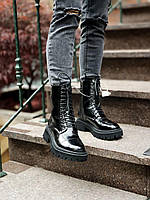 Balenciaga Boots Tractor Black Patent Fur Lacquer(Штучне хутро, лак)