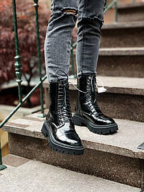 Balenciaga Boots Taccor Black Patent Fur Lacquer (Штучне хутро, лак)