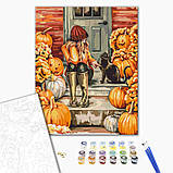 Картина за номерами люди дівчина Осінь на порозі  BS52745 Brushme 40*50 на підрамнику з фарбами без коробки, фото 2