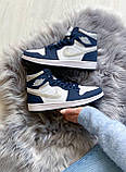 Nike Air Jordan 1 Retro Mid Navy Blue White, фото 2