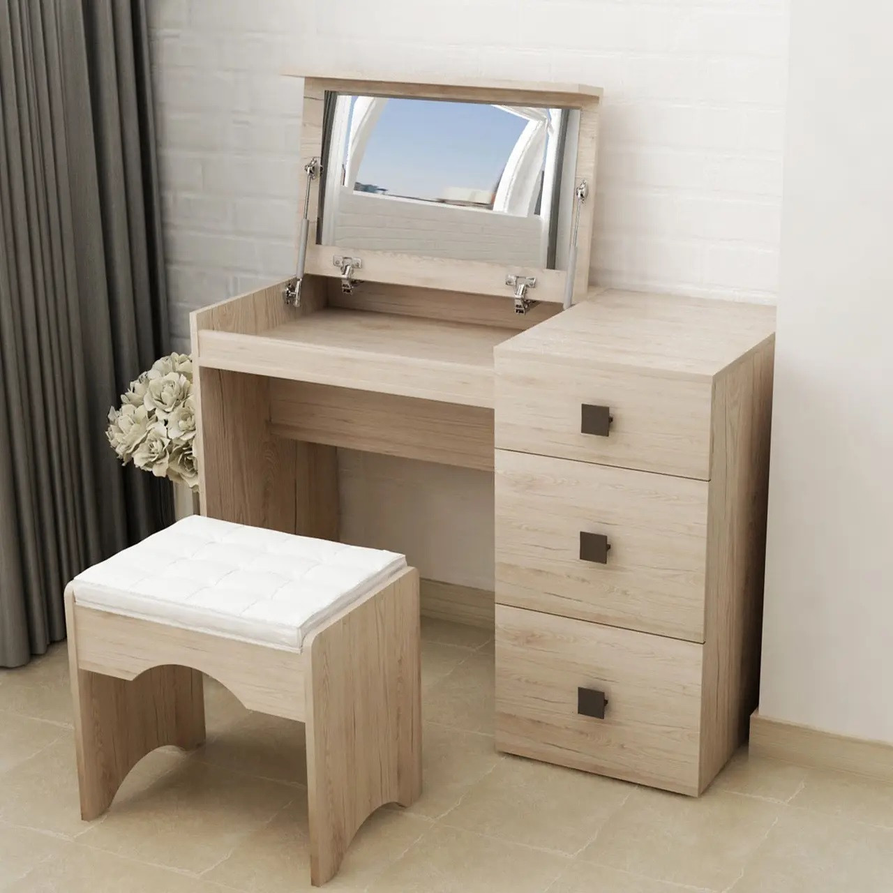 Туалетний столик для макіяжу трюмо з дзеркалом та ящиками Трюмо 2 трельяж сучасні туалетні столики