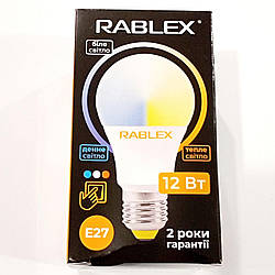 Светодиодная LED лампочка RABLEX RB506 з рег. кольору світіння/ E27 / 12Вт/ 3000K-6200K