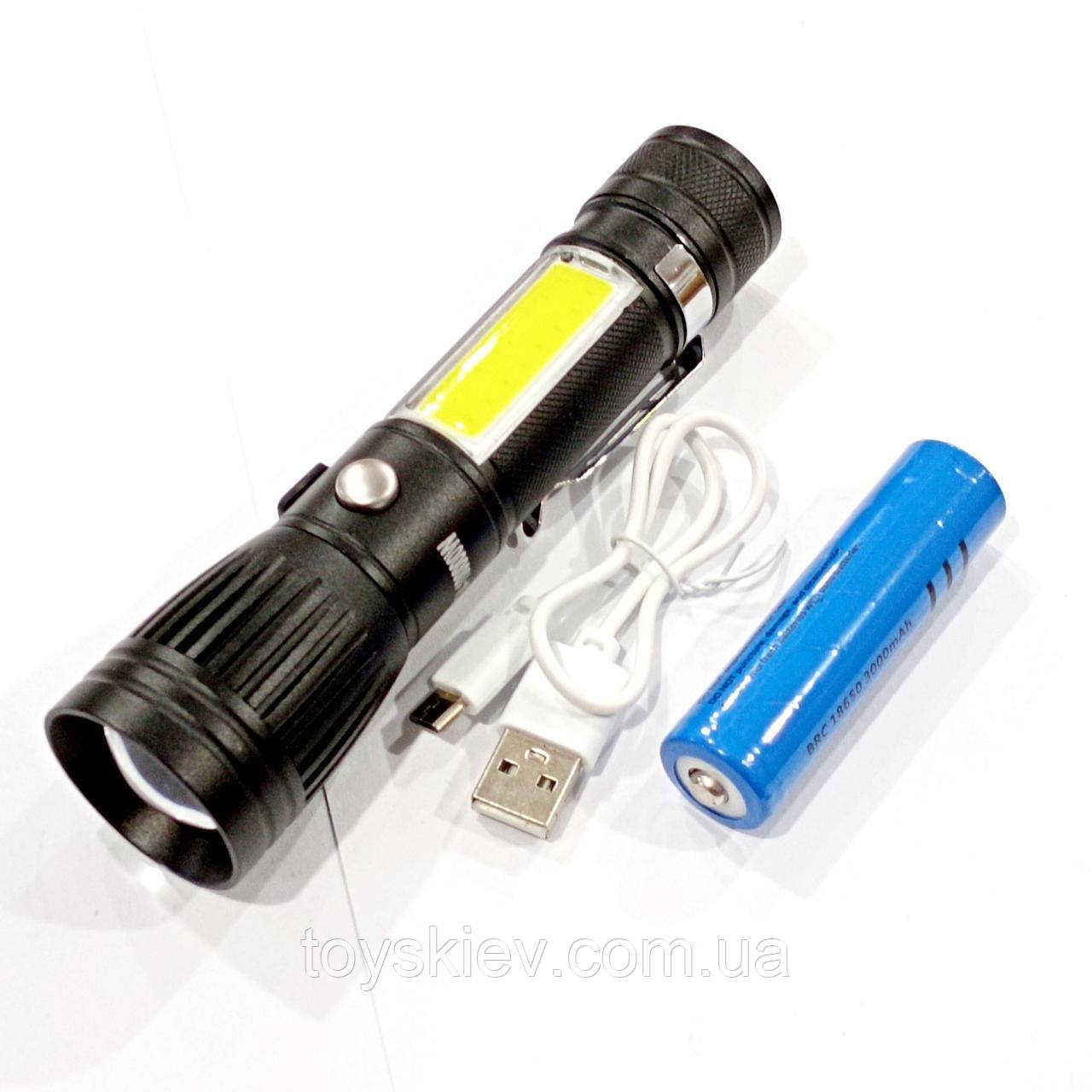 Ліхтар Police RB224/Li-ion 18650/T6+COB/Zoom/ЗП USB, фото 1