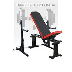 Лавка регульована до 90 градусів та 300 кг, Стійки під штангу з страховкою (Г-подібна) 40х40 мм до 200 кг