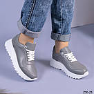 Жіночі кросівки сірого кольору на білій підошві, фото 7