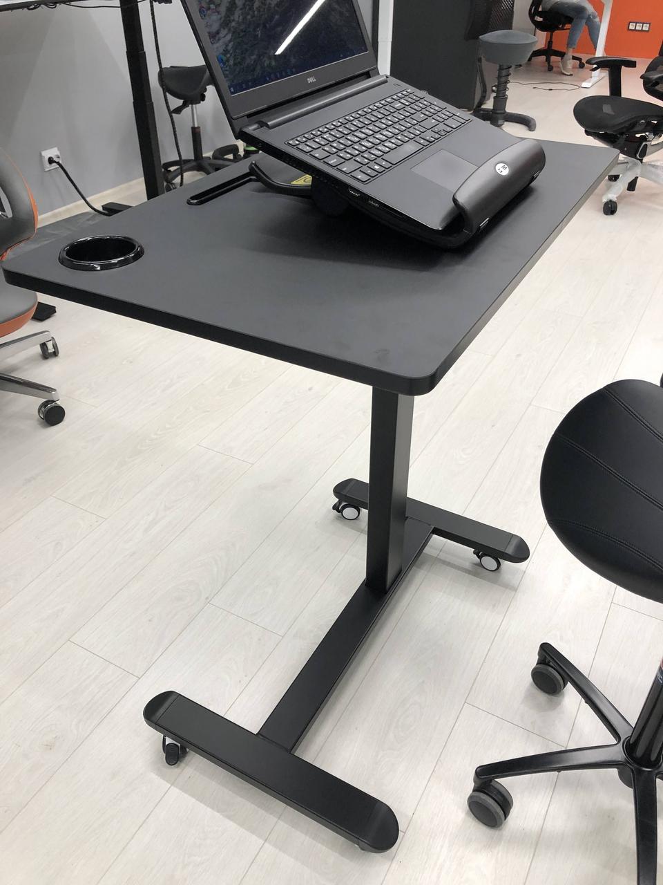 Комактний мобільний стіл для ноутбука AOKE MobileDesk Чорний (зручно на балкон) з регульованою висотою, фото 1