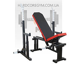 Лавка регульована до 90 градусів та 300 кг, Стійки під штангу з страховкою (Т-подібна) 50х50 мм до 250 кг