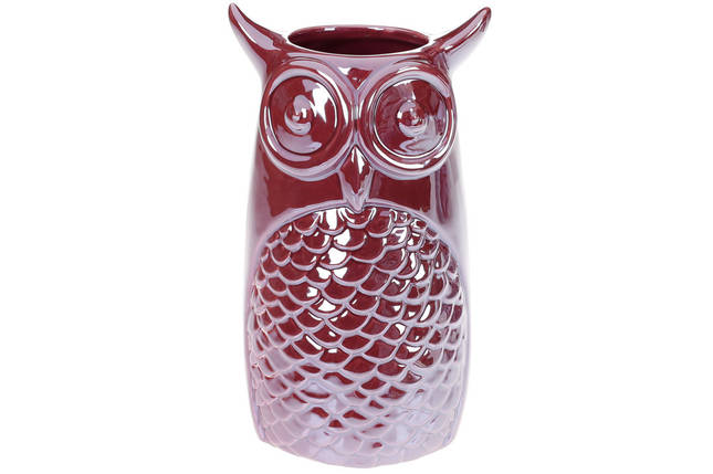 Ваза керамічна Сова 11*10.2*19см, колір - бордовий перламутр, (733-378), фото 1