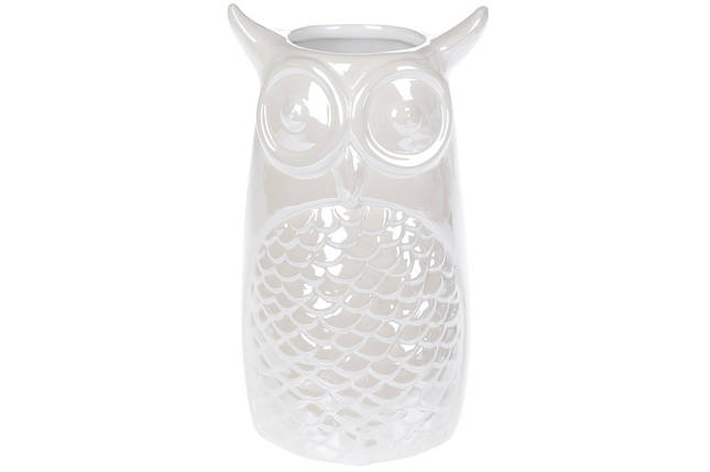Ваза керамічна Сова 11*10.2*19 см, колір — білий перламутр, (733-379), фото 1