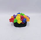 Стабілізований кольоровий мох в бетонному білому кашпо ручної роботи, розмір 9,5х10 см, фото 8