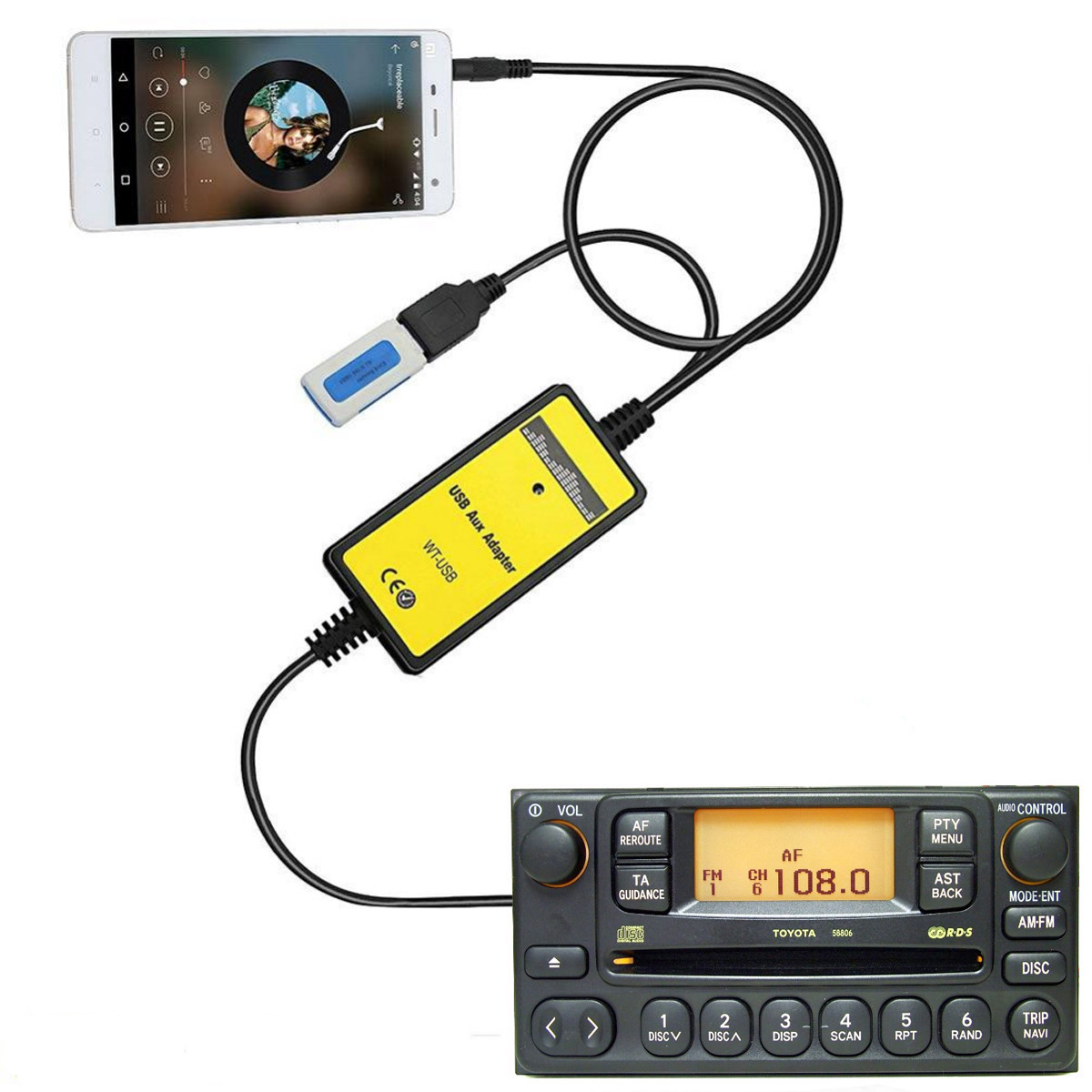USB MP3 AUX адаптер Toyota, Lexus 5+7pin емулятор CD чейнджера: продаж ...